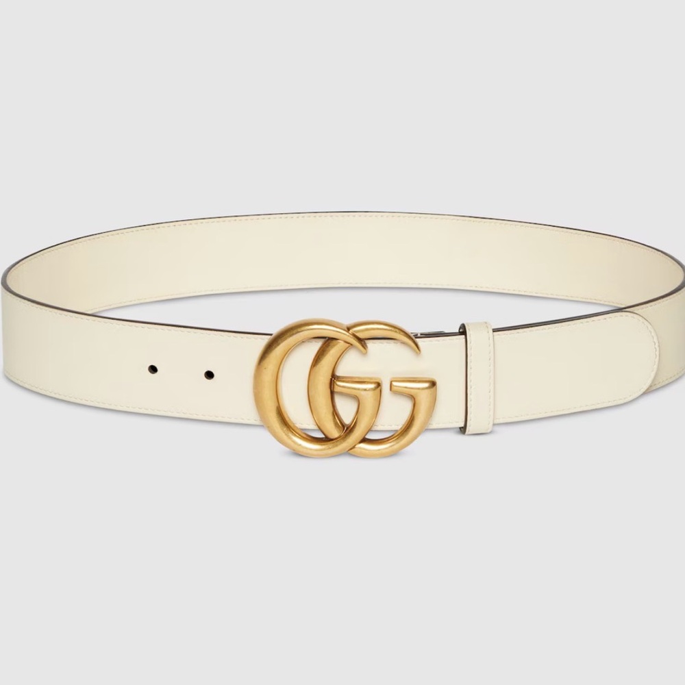 LIKE NEW Gucci Marmont Belt Antique Gold Double G Buckle